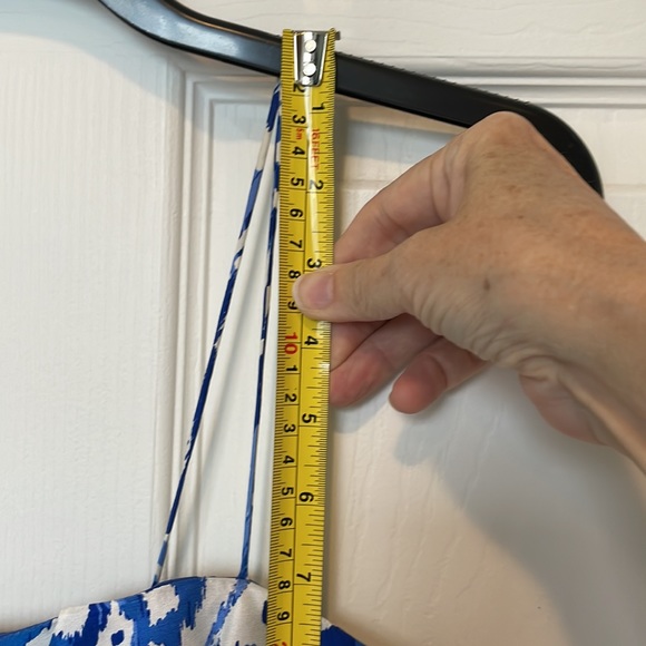 Donna Morgan Silk Classic Blue and White Dress - Picture 8 of 9